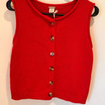 Magaschoni  Red Cotton Button Down Rolled Edges Sweater Vest Size M NWT Photo 0