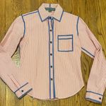 Proenza Schouler  Red white blue seersucker textured button down shirt blouse 2 Photo 0