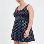 Torrid Iridescent Mermaid Scale Scoop Neck Swim Dress Swimsuit Black Size 1X Photo 3