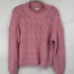 J. Crew Cotton Blend Cable Knit Mock Neck Sweater Women Medium Pink Preppy Photo 0