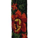 Handmade Beaded Bracelet Red & Orange Floral Design Huichol Style Artisan New Black Photo 0