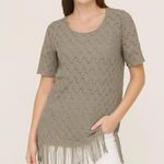 Crocheted Tunic Top - Size Small (Chico's 1) - with Fringed Bottom EUC Photo 0