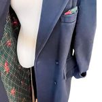 Evan Picone Vintage 100% wool double breasted navy blue overcoat size large L Photo 2