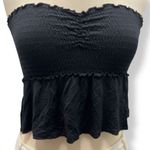 Hollister  Women’s Black Tube Top Strapless‎ Smocked Cropped Shirt Size Small Photo 0