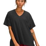 Lululemon Split Side-Tie Tee V-Neck Shirt Grey Plus Size 16 Cotton Maternity Photo 0