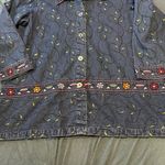 Denim&Co Blue Embroidered Shirt Floral 1X 100 Cotton Jean Button Up Cottagecore Photo 1