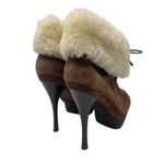 L.A.M.B. Pier Booties Suede Shearling Platform Boots High Heels Brown Size US‎ 8 Photo 9