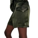 ZARA  Olive Green Satin Cargo Shorts High Waist Size Small Photo 1