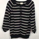 Andrea Jovine Black/Off White Striped Sweater Photo 0