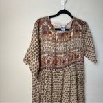 Vintage 70s Indian Cotton Gauze Maxi Dress Block Egyptian Print Hippy Boho Sz M Size M Photo 1