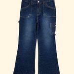Mudd Y2K 2000’s Faded Dark Wash Utility High Rise Wide Straight Leg Crop Jeans Photo 0