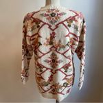 Forenza Vintage 1980s Knit Sweater Cotton Ramie Oversized Floral Cream Medium Photo 6