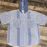 Cotton Express  Blue and White Striped Hoodie Top Photo 0