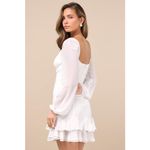 Lulus NWT  Gorgeous Expertise White Ruffled Long Sleeve Mini Dress Party Size XS Photo 4