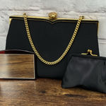 Vintage Coblentz Original Black Satin Gold Frame Evening Clutch Purse Coin Purse Photo 0