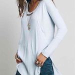 Free People  Sz XS Ventura Thermal Top Waffle Knit Long Sleeve Sky Blue High Low Photo 0