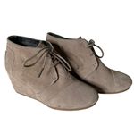 Toms Ankle Booties Suede Leather Lace Up Wedges Women's Shoes Size 8 Photo 4