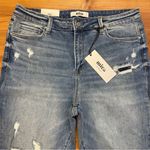 Mica Denim High Rise Stretchy Boy Crop Jeans 14W Destruction Ripped Cuff Hem New Blue Photo 1