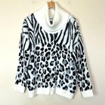 New Directions sweater women's L leopard animal print turtleneck black white NEW Size L Photo 8