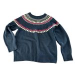 Croft & Barrow  Fare Isle Navy Sweater with Pink and Cream Accents woman’s sz L Photo 3