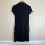 St. Tropez  dress 6 black short sleeve polka dot mesh overlay tiered sheath Y2K Photo 4