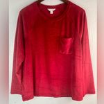 Charter Club  Intimates M Red Velour Pocketed Pajama Top Photo 0