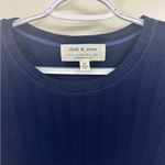 Anthropologie  Navy Ribbed Short Sleeve Blouse Photo 2