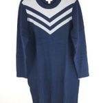 Charter Club Womens Sweater Dress Chevron Print Crew Neck Navy Blue White XL Photo 1
