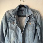 CHAPS ‎ Denim Jacket Vintage L Light Wash Embellished Western Jean Coat Cowoy Photo 1