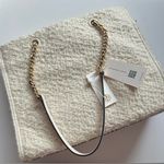 Tory Burch ELLA LOGO CREAM BOUCLE TOTE BAG LEATHER/CHAIN HANDLE NWT $698 RARE Photo 7