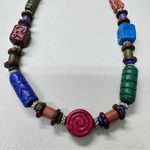 Colorful Multi Color Wood Bead Leather Extra Long Necklace Womens African Style Pink Photo 1