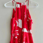Chelsea28  Floral Ruffle Halter Dress with Slit, Red/White, Tropical, Size XS Photo 12