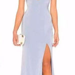 NBD  Revolve Zeb Light Baby Blue Event Formal Maxi Gown Low Back Size Small Photo 0