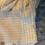 GINGHAM yellow summer corset laced midi dress with pockets Size L Photo 5