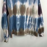Boho Tie Dye Long Sleeve Sweatshirt size Medium with raw hem Blue Photo 2