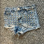 Boom Boom Jeans ‎ Acid Washed Pearl Detailed Denim Shorts Size 1 Photo 2