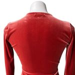 Madewell  Rusty Orange Long Sleeve Velvet Wrap Bodysuit, Sz S Photo 9