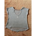 Tea N Rose Sheer Stripe Top Women Gray Short Sleeve Scoop Neck Size M Photo 2