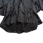 Lovers + Friends  Black Satin Lace Up Boulevard Blouse Photo 3