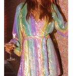 Show Me Your Mumu Wear Me Out Dress In Rainbow Stripe Sequins S Photo 0