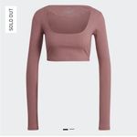 Adidas NWT  Studio Lounge Ribbed Cropped Long Sleeve Tee Pink Mauve- Size Medium Photo 2