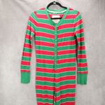 Xhilaration  Stripe Red Green Cotton Adult Holiday Christmas Jumpsuit Pajama M Photo 2