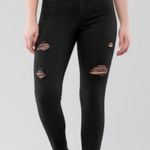 Hollister Curvy High Rise Jean Legging Skinny Black Stretch Distressed Denim Photo 0
