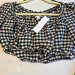 Topshop Petite Gingham Check Crop Top Bell Sleeve US 4 UK 8 Photo 4
