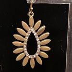 Flower petals and rhinestone dangle earrings matte golds tone Gold Photo 1