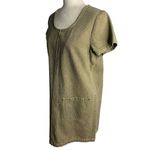 Vintage 90s Studio 25 Denim Mini Shift Dress M Brown Blue Short Sleeve Pockets Size M Photo 2