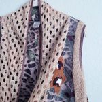 Anthropologie Anis A Artsy Leopard Print Sheer Embroidered Panel Flowy Knit Cardigan Photo 3