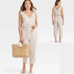 A New Day linen blend striped v-neck jumpsuit size medium Photo 1