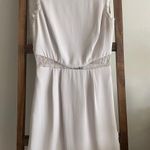 BCBGMAXAZRIA beige/grey delicate lace detailed sleeveless mini dress Photo 0