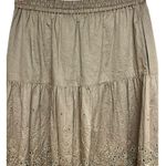 Coach Broderie Anglaise Long Skirt In Organic Cotton Dark Olive Women’s Size 6 Photo 3